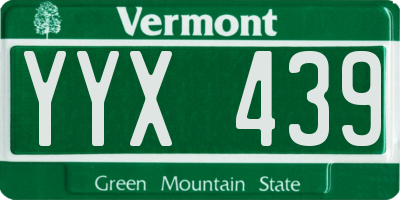 VT license plate YYX439