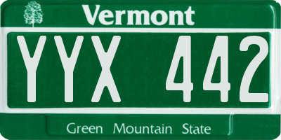 VT license plate YYX442