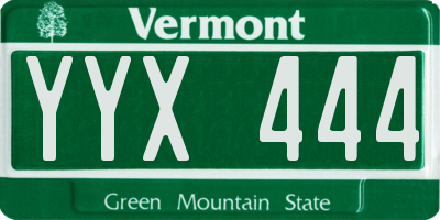 VT license plate YYX444