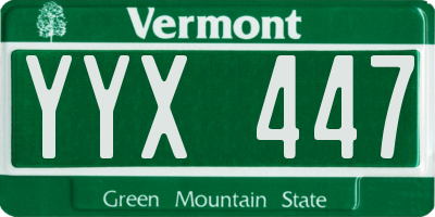 VT license plate YYX447