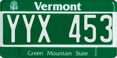 VT license plate YYX453