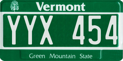 VT license plate YYX454