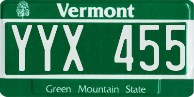 VT license plate YYX455