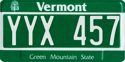 VT license plate YYX457