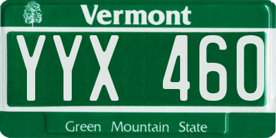 VT license plate YYX460