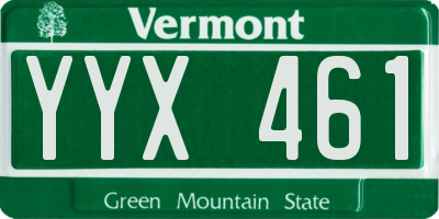VT license plate YYX461