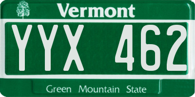 VT license plate YYX462