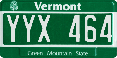 VT license plate YYX464