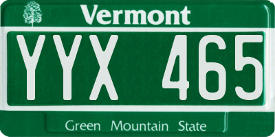 VT license plate YYX465