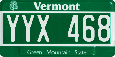 VT license plate YYX468