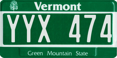 VT license plate YYX474