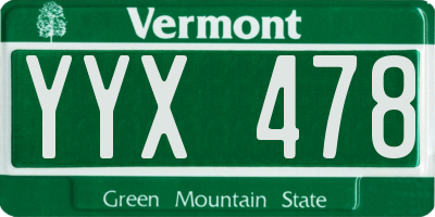 VT license plate YYX478