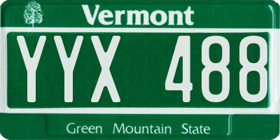 VT license plate YYX488