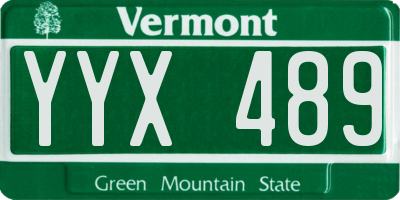 VT license plate YYX489