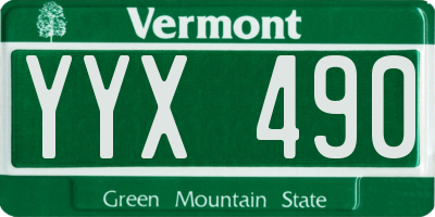VT license plate YYX490