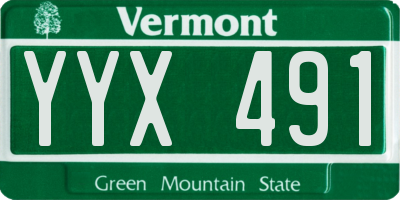 VT license plate YYX491