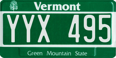 VT license plate YYX495