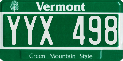 VT license plate YYX498