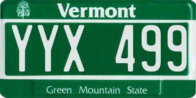 VT license plate YYX499