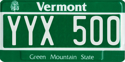 VT license plate YYX500