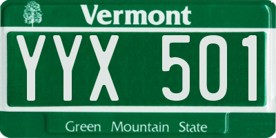 VT license plate YYX501