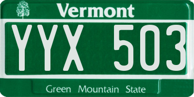 VT license plate YYX503
