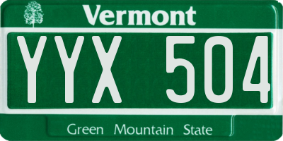 VT license plate YYX504