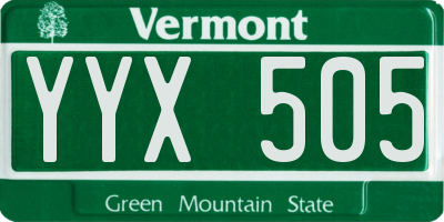 VT license plate YYX505
