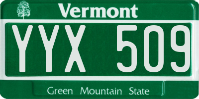 VT license plate YYX509