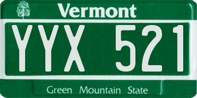VT license plate YYX521