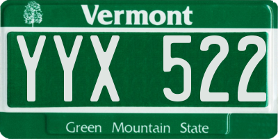 VT license plate YYX522