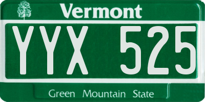 VT license plate YYX525