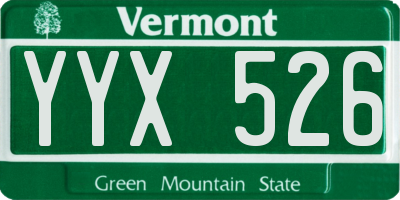 VT license plate YYX526