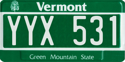 VT license plate YYX531