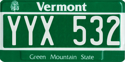 VT license plate YYX532