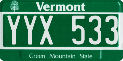 VT license plate YYX533