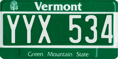 VT license plate YYX534
