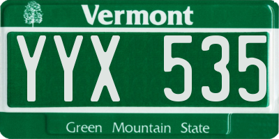 VT license plate YYX535