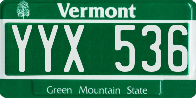 VT license plate YYX536
