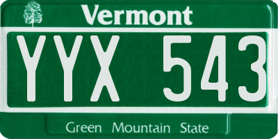 VT license plate YYX543