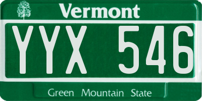 VT license plate YYX546