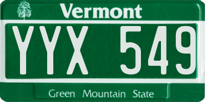VT license plate YYX549