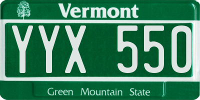 VT license plate YYX550