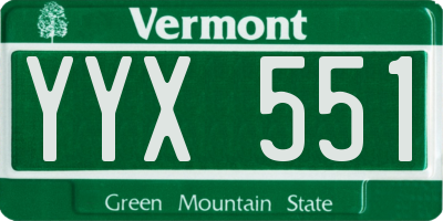 VT license plate YYX551