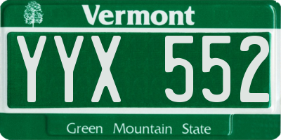 VT license plate YYX552