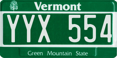 VT license plate YYX554