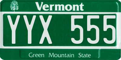 VT license plate YYX555