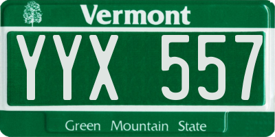 VT license plate YYX557