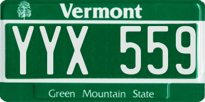 VT license plate YYX559
