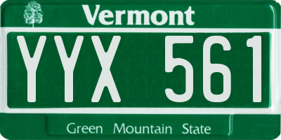 VT license plate YYX561